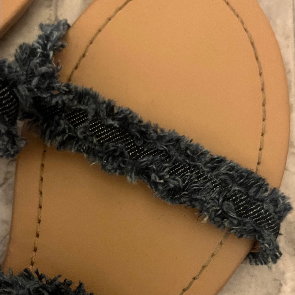 Soda Denim and Tan Strappy Sandals - Picture 14 of 16